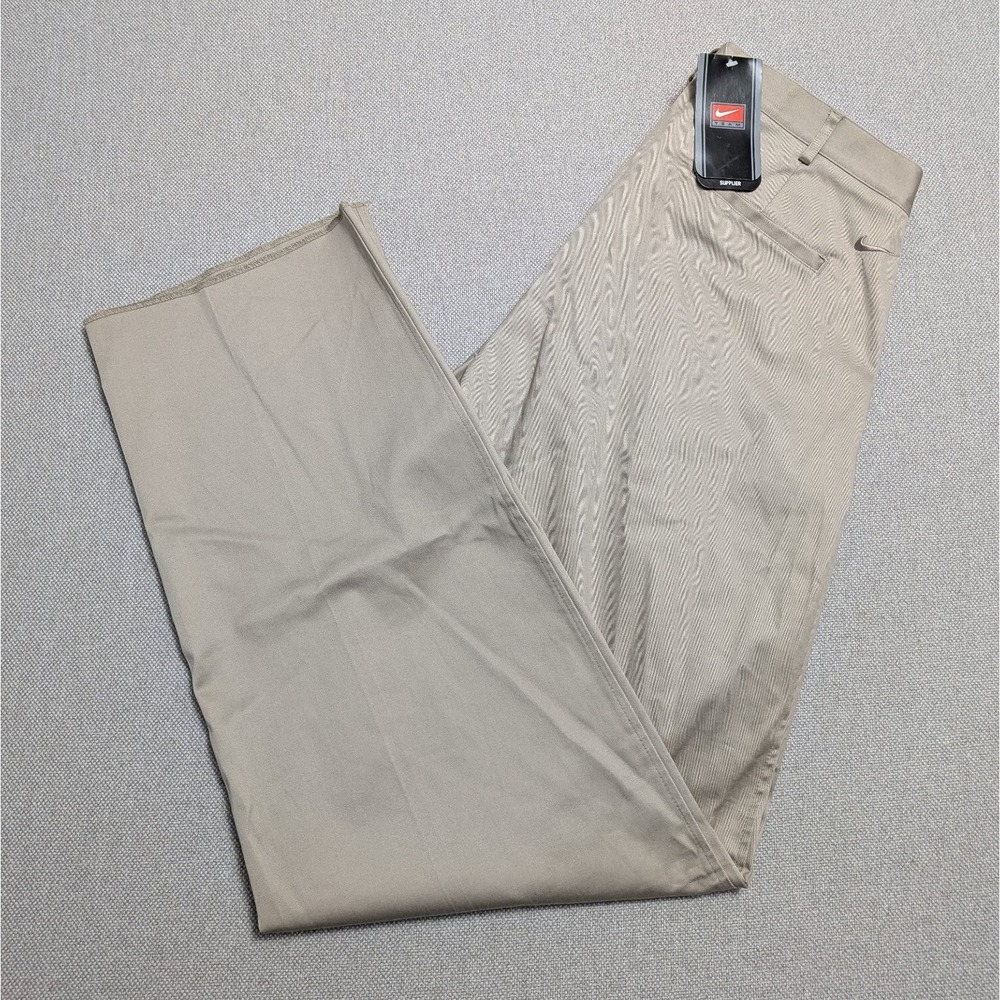 Nike Team Men's Will Chino Pants Tan 36 Cotton Spandex Pleated Unhemmed Golf NWT